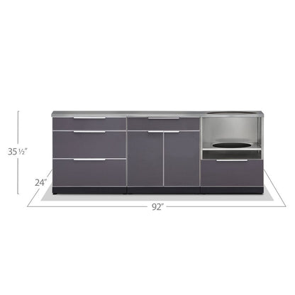 NewAge Outdoor Kitchen 4 PC Cabinet Set in Slate Gray with Countertops 66200 - BetterPatio.com