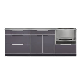 NewAge Outdoor Kitchen 4 PC Cabinet Set in Slate Gray with Covers 66201
