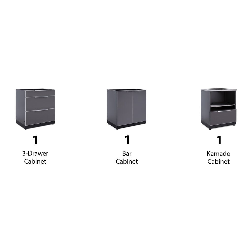 NewAge Outdoor Kitchen 3 PC Cabinet Set in Slate Gray 66202 - BetterPatio.com
