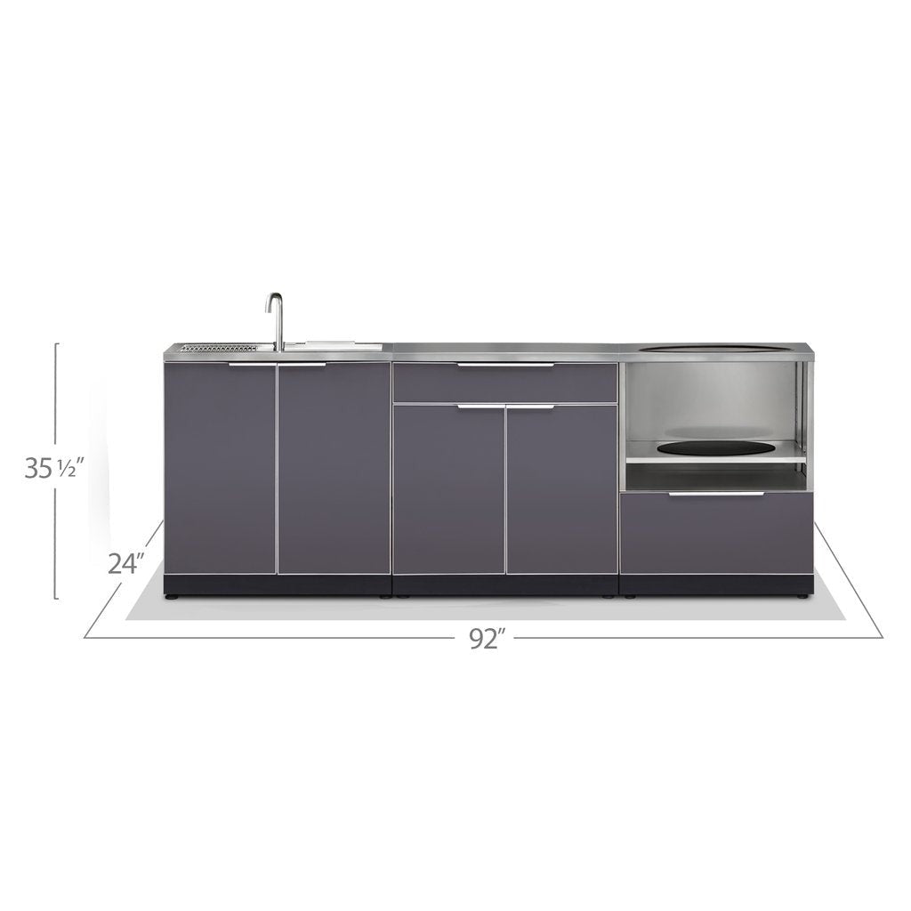 NewAge Outdoor Kitchen 4 PC Cabinet Set in Slate Gray with Countertops 66221 - BetterPatio.com