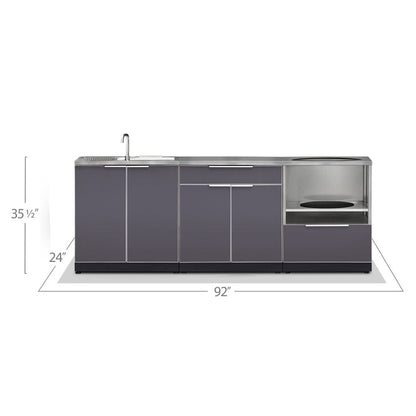 NewAge Outdoor Kitchen 4 PC Cabinet Set in Slate Gray with Countertops 66221 - BetterPatio.com