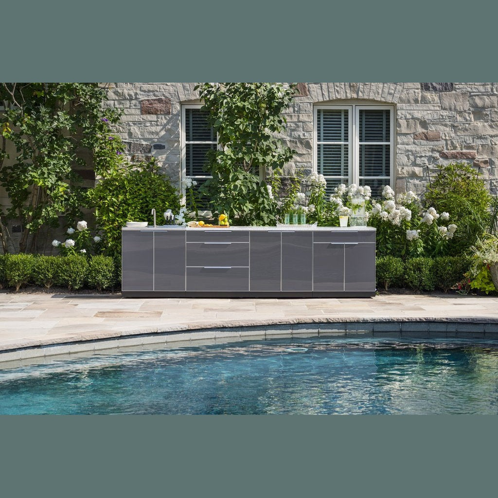 NewAge Outdoor Kitchen 4 PC Cabinet Set in Slate Gray with Covers 66222 - BetterPatio.com