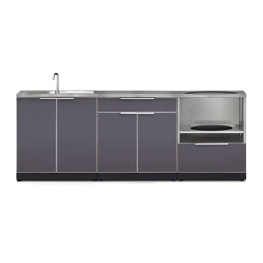 NewAge Outdoor Kitchen 4 PC Cabinet Set in Slate Gray with Covers 66222 - BetterPatio.com