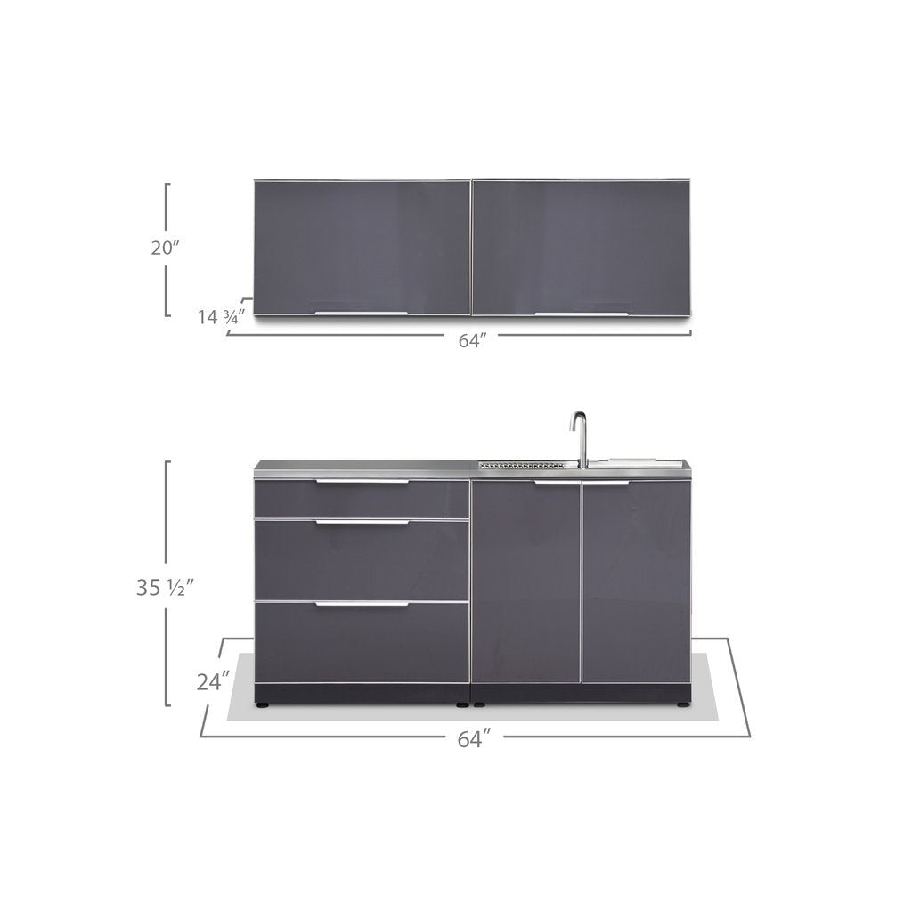 NewAge Outdoor Kitchen 5 PC Cabinet Set in Slate Gray with Countertops 66239 - BetterPatio.com