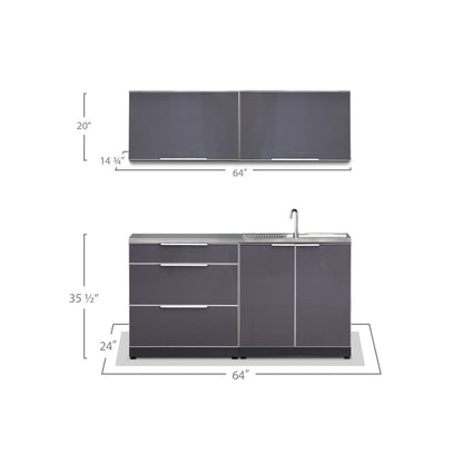 NewAge Outdoor Kitchen 5 PC Cabinet Set in Slate Gray with Countertops 66239 - BetterPatio.com