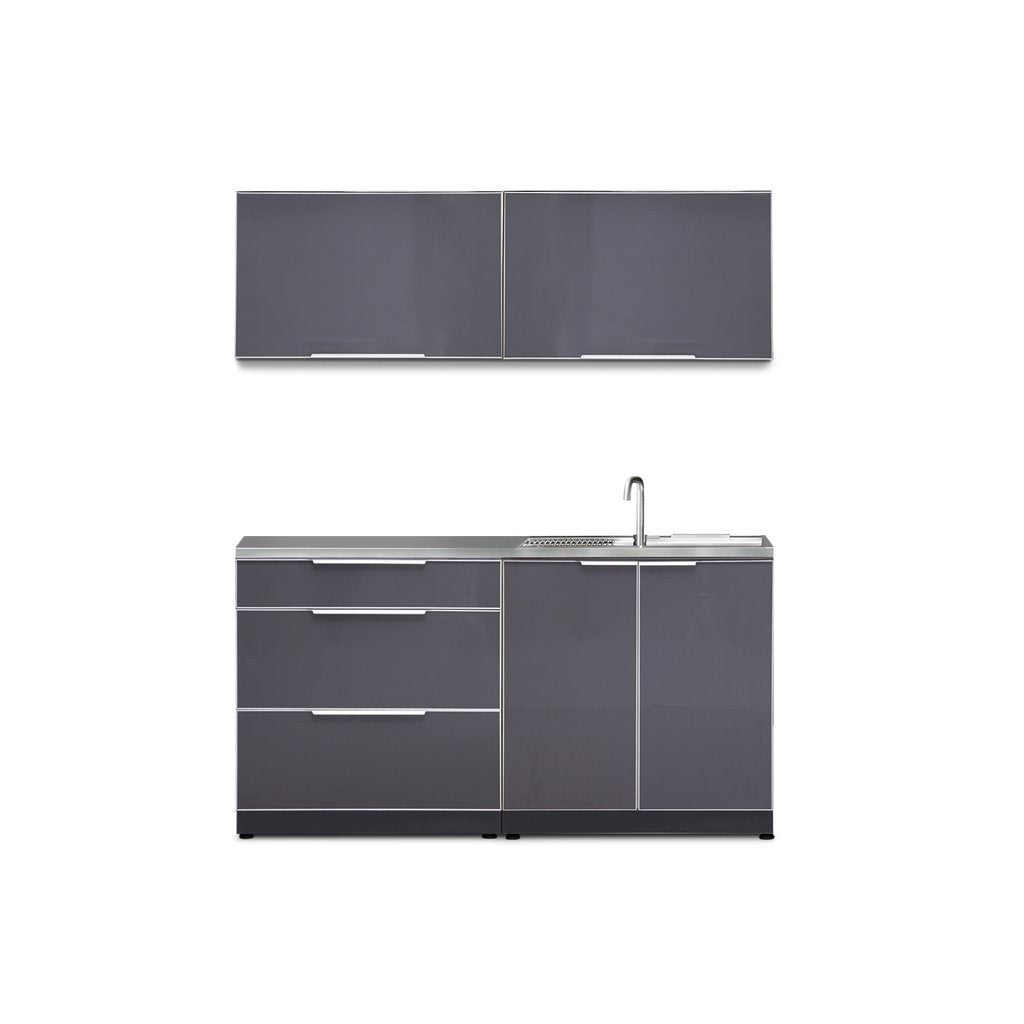 NewAge Outdoor Kitchen 5 PC Cabinet Set in Slate Gray with Countertops 66239 - BetterPatio.com