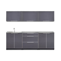NewAge Outdoor Kitchen 7 PC Cabinet Set in Slate Gray with Countertops 66248