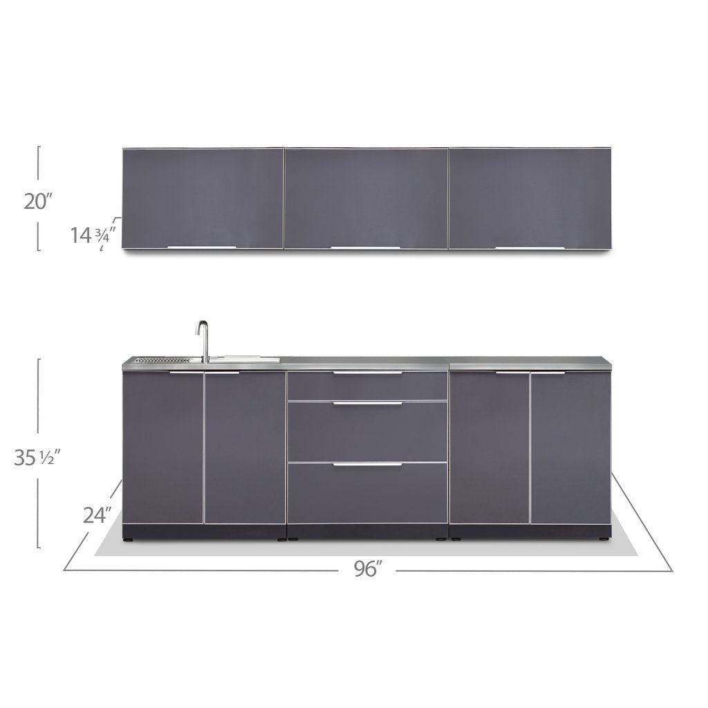 NewAge Outdoor Kitchen 7 PC Cabinet Set in Slate Gray with Covers 66249 - BetterPatio.com
