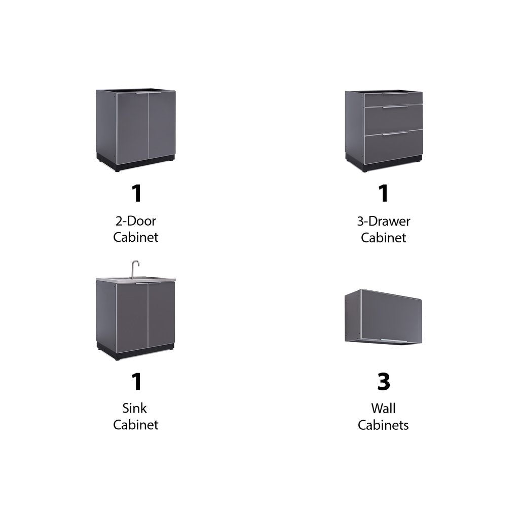 NewAge Outdoor Kitchen 6 PC Cabinet Set in Slate Gray 66250 - BetterPatio.com