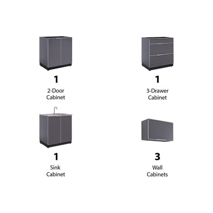 NewAge Outdoor Kitchen 6 PC Cabinet Set in Slate Gray 66250 - BetterPatio.com