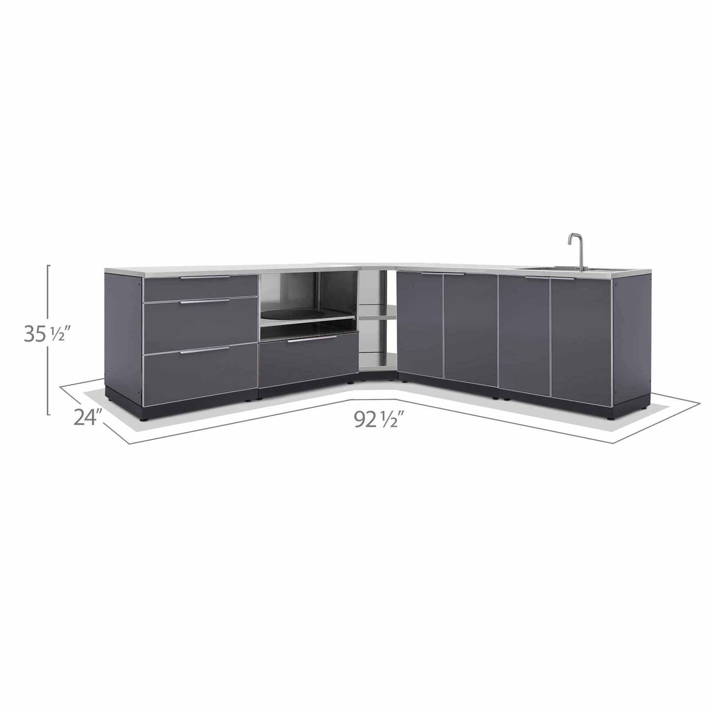NewAge Outdoor Kitchen 8 PC Cabinet Set in Slate Gray with Countertops 66254 - BetterPatio.com