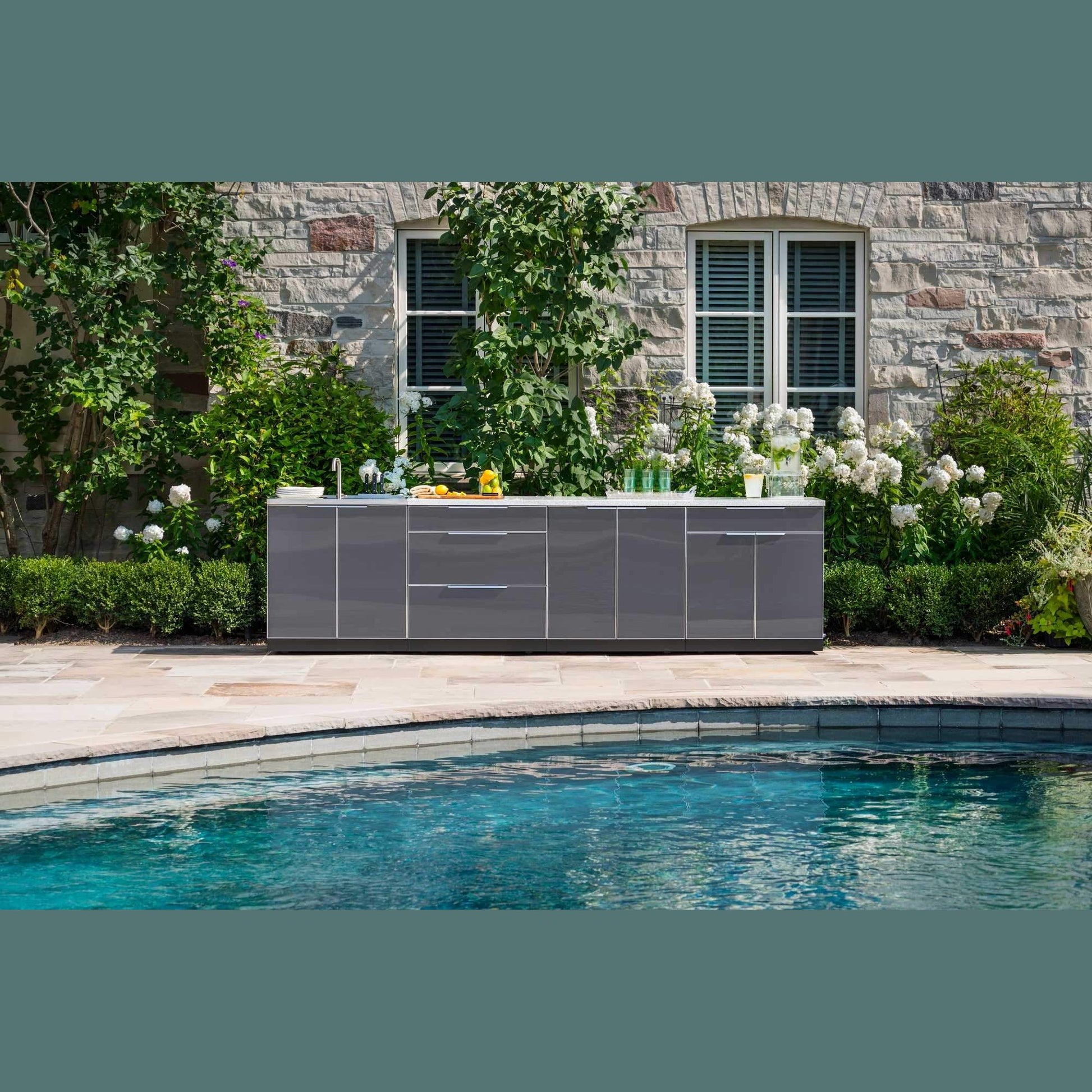 NewAge Outdoor Kitchen 8 PC Cabinet Set in Slate Gray with Covers 66255 - BetterPatio.com