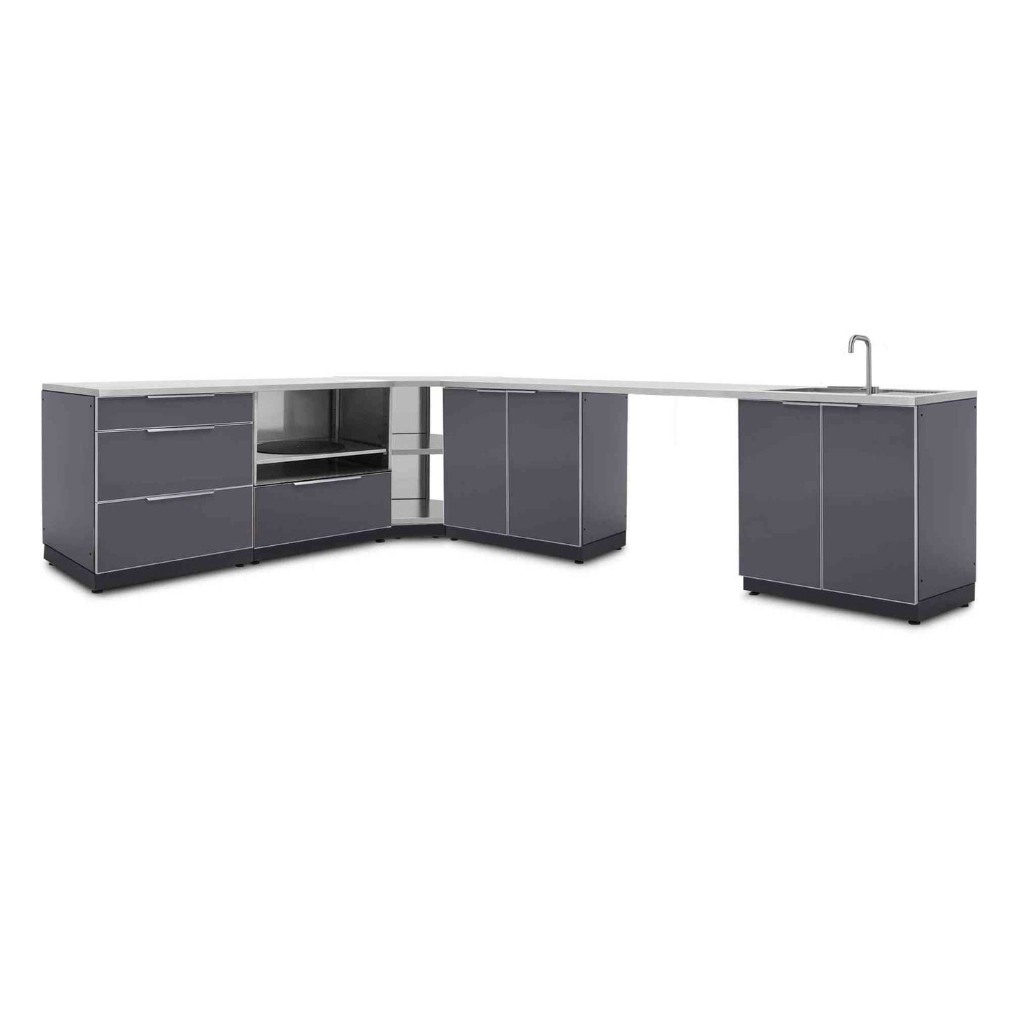 NewAge Outdoor Kitchen 8 PC Cabinet Set in Slate Gray with Covers 66255 - BetterPatio.com
