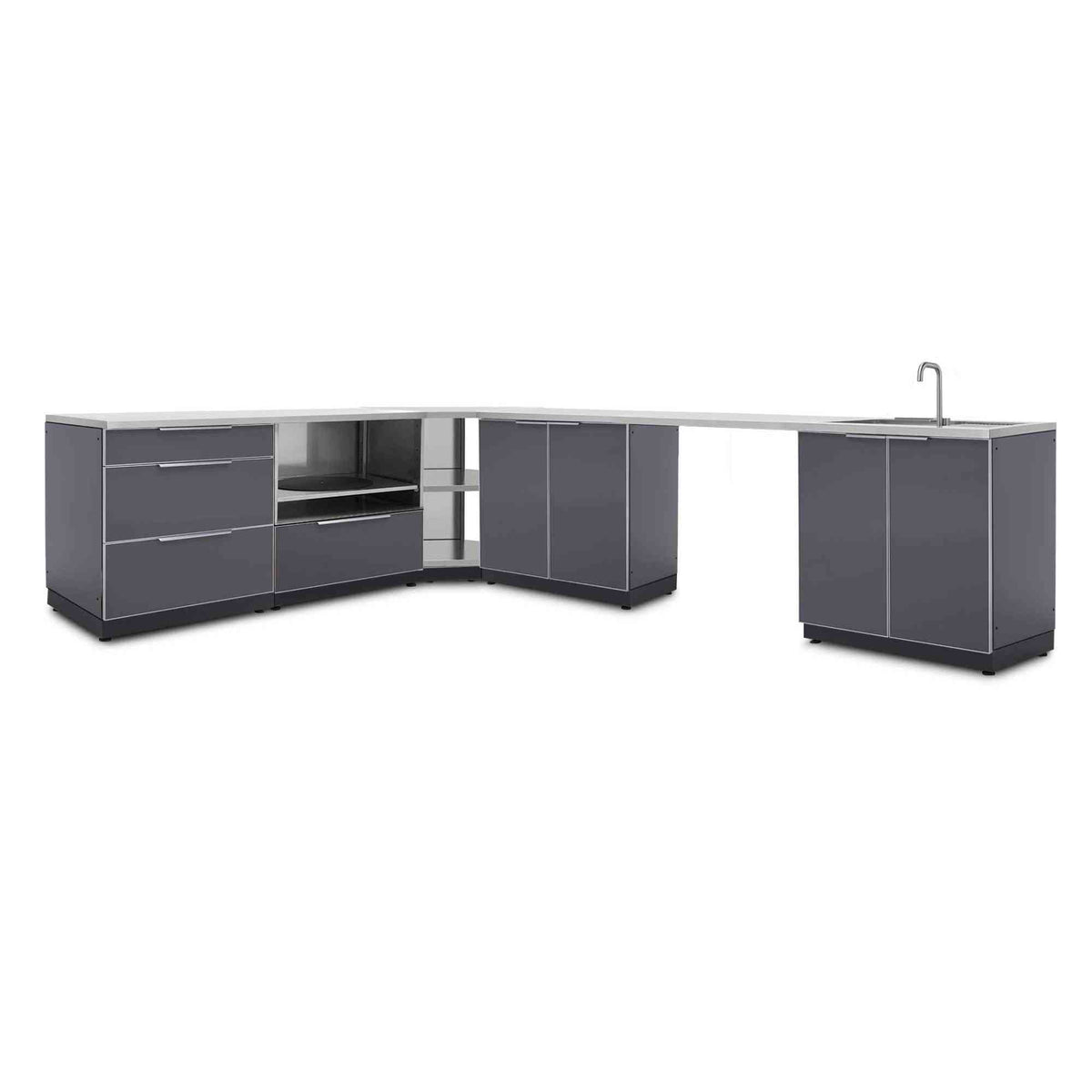 NewAge Outdoor Kitchen 8 PC Cabinet Set in Slate Gray with Covers 66255 - BetterPatio.com