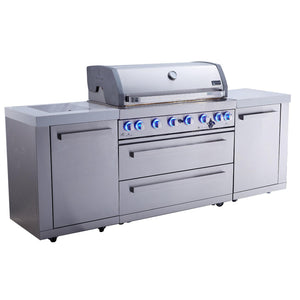 Mont Alpi 805 Propane Gas Island Grill with Infrared Side Burner and Stainless Steel - MAi805 - BetterPatio.com