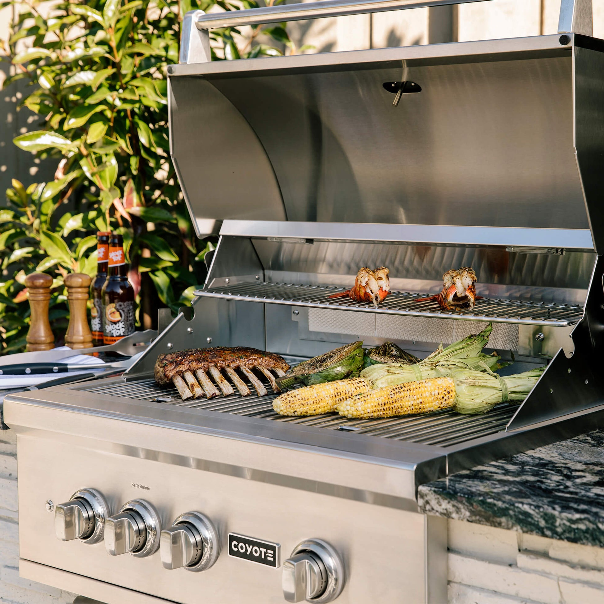 RTA Outdoor Living 6 ft Premium Grill Island with Coyote 30 Inch S-Series Grill RTAC-G6-P - BetterPatio.com