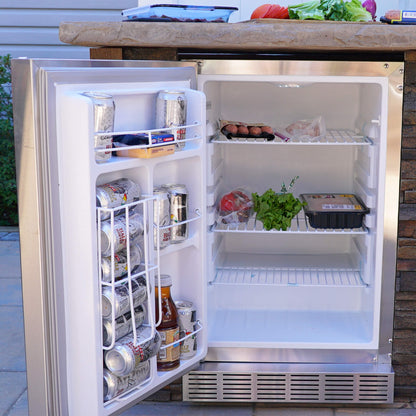 RTA Outdoor Living L-Shaped Outdoor Kitchen Island with Coyote 30 Inch S-Series Grill, Fridge and Bar Center - BetterPatio.com