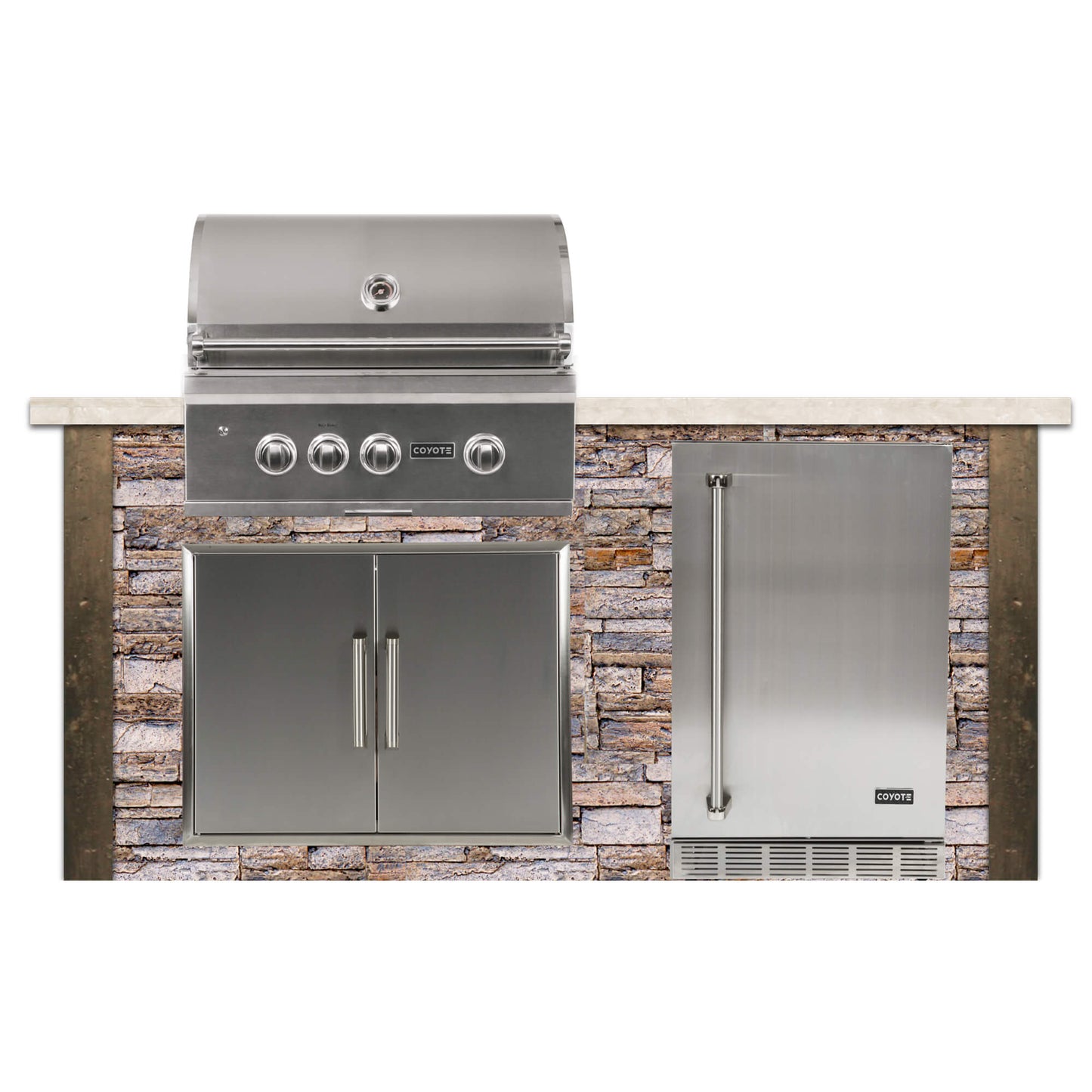 RTA Outdoor Living 6 ft Premium Grill Island with Coyote 30 Inch S-Series Grill RTAC-G6-P - BetterPatio.com