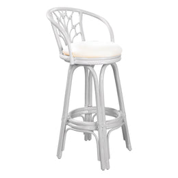 Valencia Indoor Swivel Rattan & Wicker 30 inch Barstool in Whitewash Finish 806-6094-WW-B