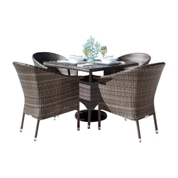 Ultra 5-Piece Woven Armchair Dining Set with Cushions