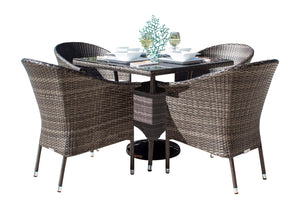 Ultra 5-Piece Woven Armchair Dining Set with Cushions | Hospitality Rattan Patio