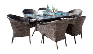 Ultra 7-Piece Woven Armchair Dining Set with Cushions | Hospitality Rattan Patio