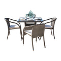 Ultra 5-Piece Stackable Woven Armchair Dining Set with Cushions