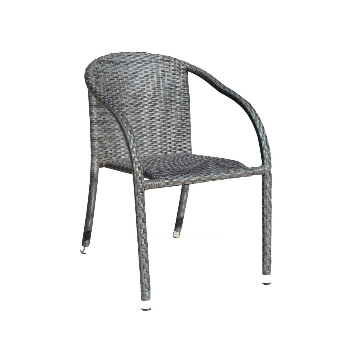 Ultra Stackable Woven Armchair with Cushion 890-1147-GRY-CUSH - BetterPatio.com