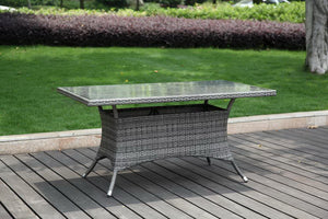 Ultra Rectangular Dining Table with Grey Tempered Glass | Hospitality Rattan Patio