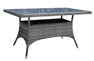 Ultra Rectangular Dining Table with Grey Tempered Glass | Hospitality Rattan Patio