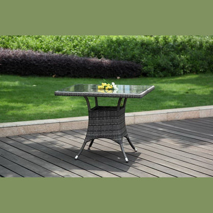Ultra Square Dining Table with Grey Tempered Glass | Hospitality Rattan Patio