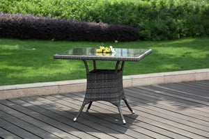Ultra Square Dining Table with Grey Tempered Glass | Hospitality Rattan Patio