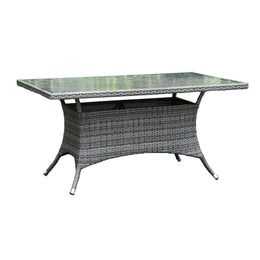 Ultra Rectangular Dining Table with Grey Tempered Glass