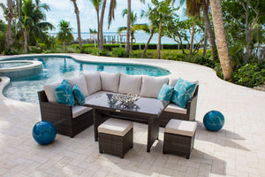 Ultra 5-Piece Sectional Dining Set with Cushions | Hospitality Rattan Patio
