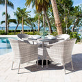 Athens 5-Piece Woven Armchair Dining Set with Cushions