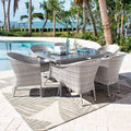 Athens 7-Piece Woven Armchair Dining Set with Cushions