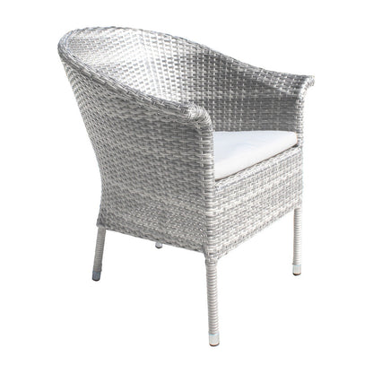 Hospitality Rattan Athens 7-Piece Woven Armchair Dining Set - woven armchair with outdoor dining cushion