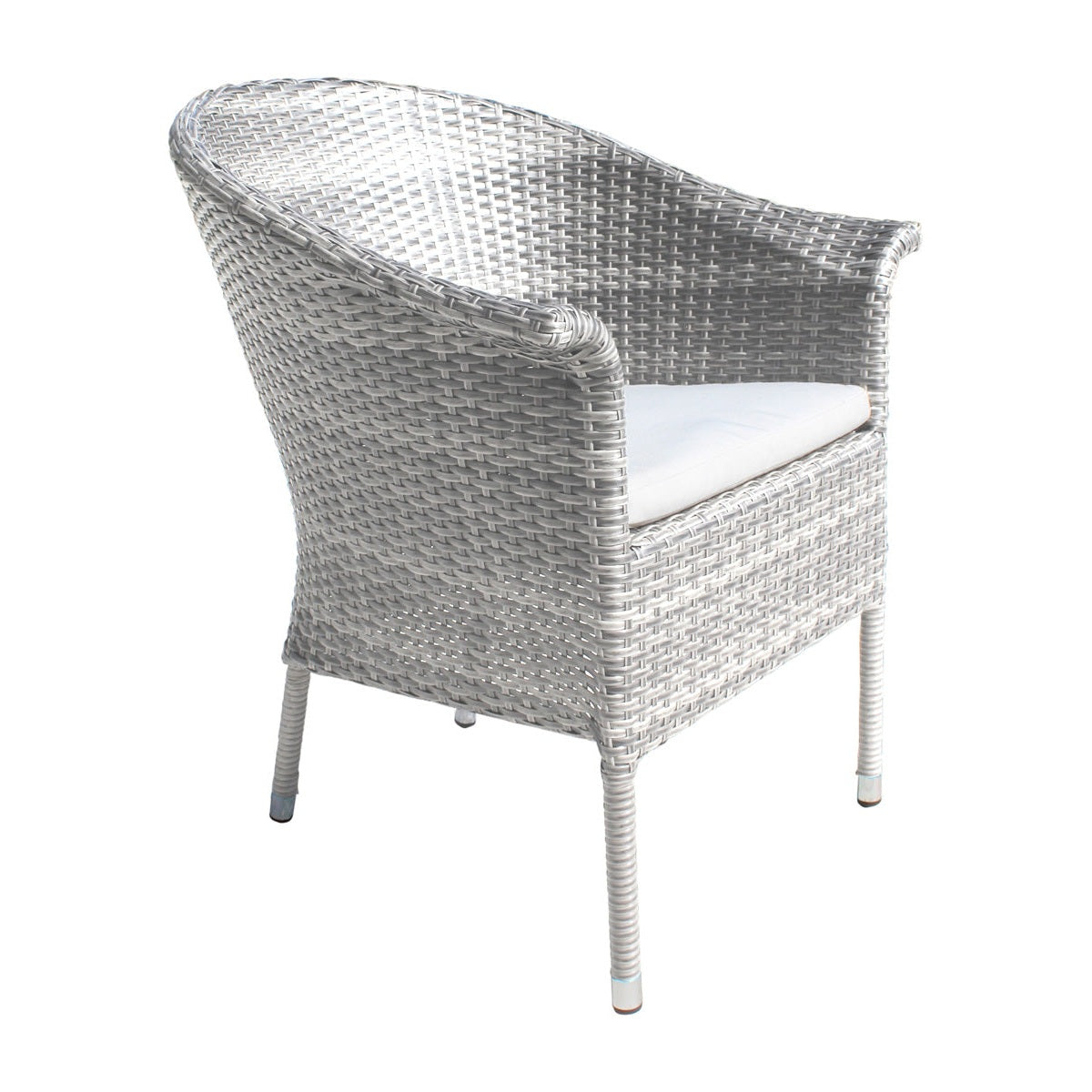Hospitality Rattan Athens 7-Piece Woven Armchair Dining Set - woven armchair with outdoor dining cushion