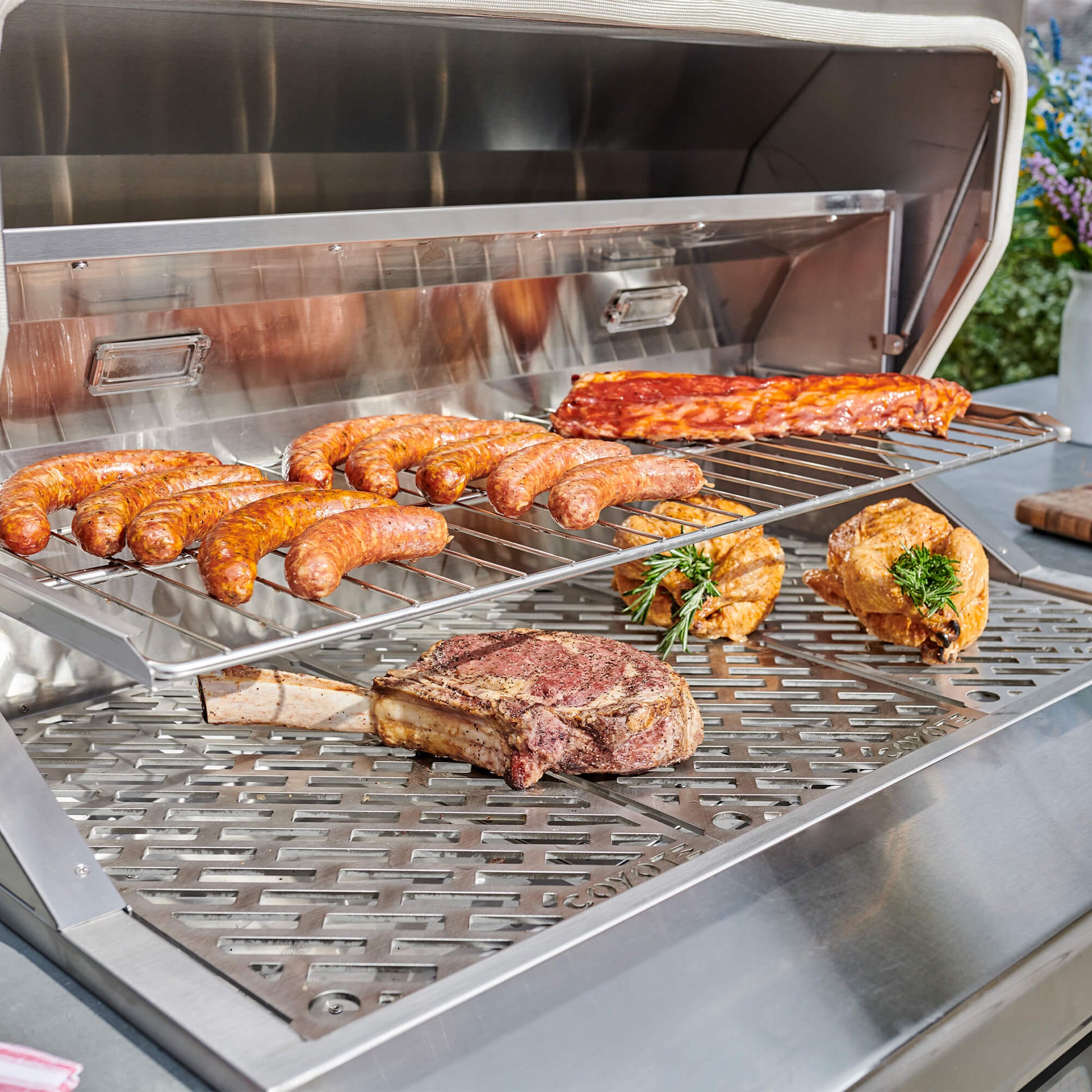 RTA Outdoor Living 8 Foot Premium Grill Island with Coyote Luxury 36-inch Pellet Grill RTAC-G8-P - BetterPatio.com