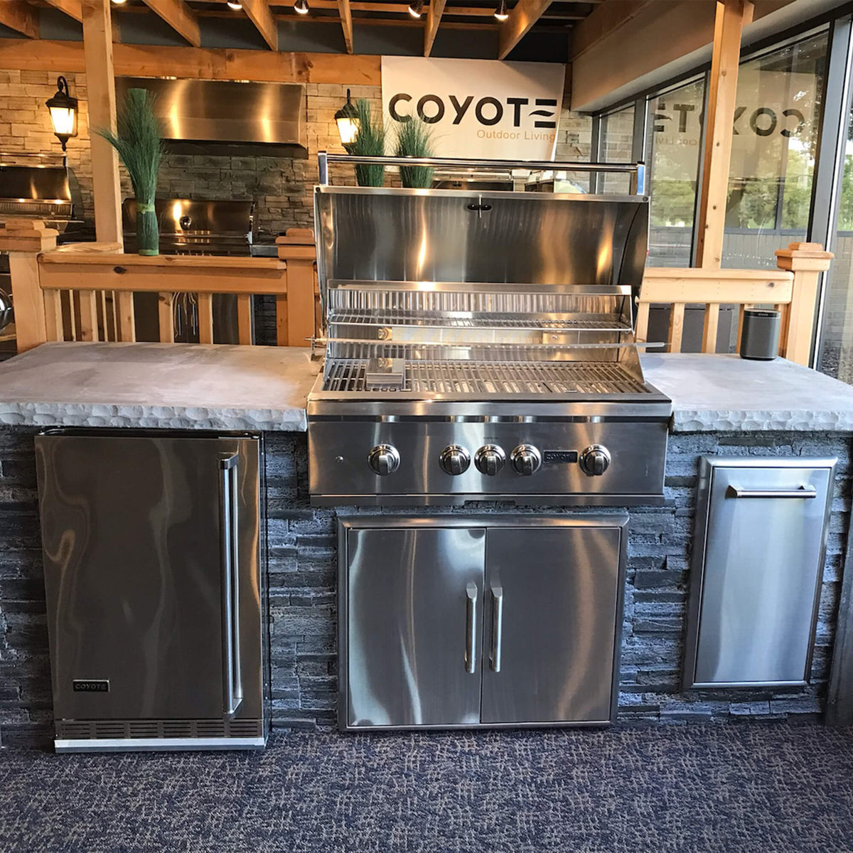 RTA Outdoor Living 8 Foot Premium Grill Island with Coyote Luxury 36-inch Pellet Grill RTAC-G8-P - BetterPatio.com