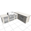 RTA Outdoor Living 8 foot L-Shaped Outdoor Kitchen Island with Coyote 30 Inch S-Series Grill, Fridge and Storage Bar