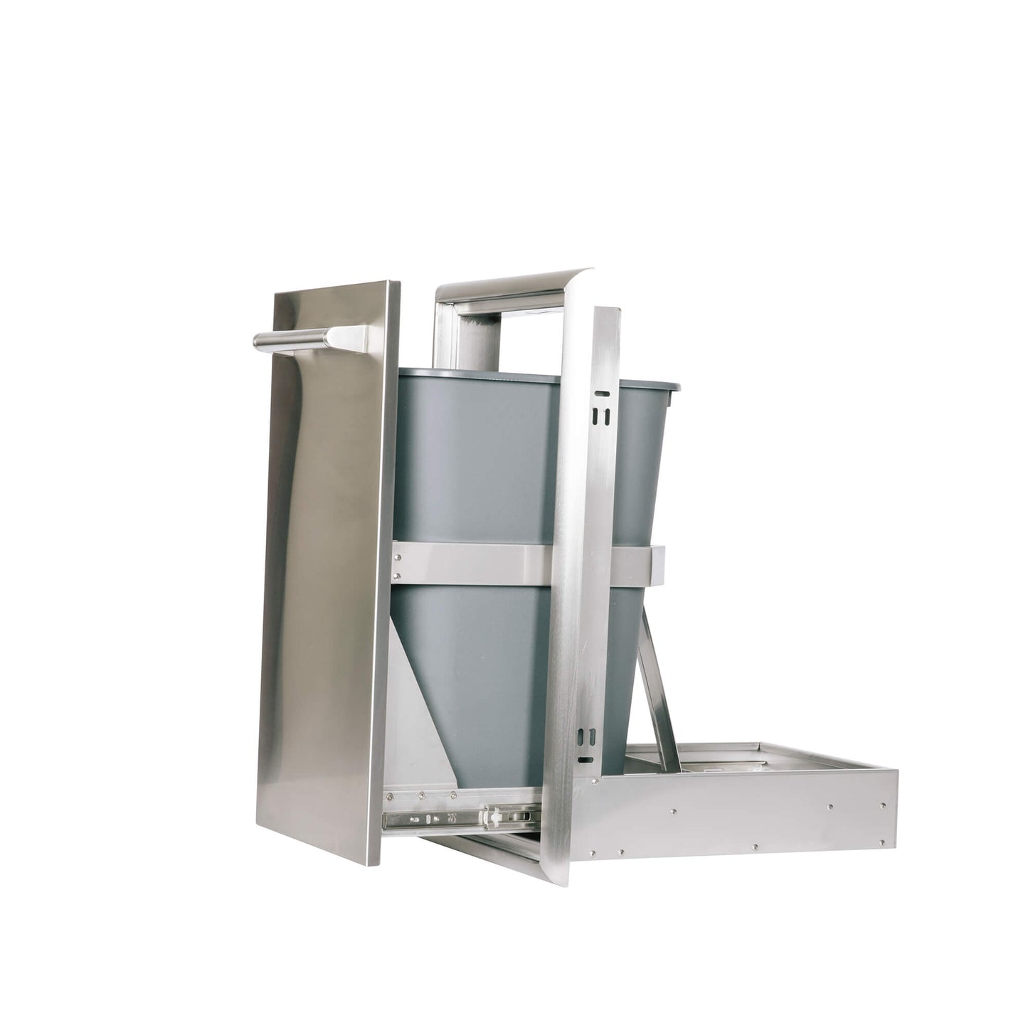 RTA Outdoor Living 8 foot L-Shaped Outdoor Kitchen Island with Coyote 30 Inch S-Series Grill, Fridge and Storage Bar - BetterPatio.com