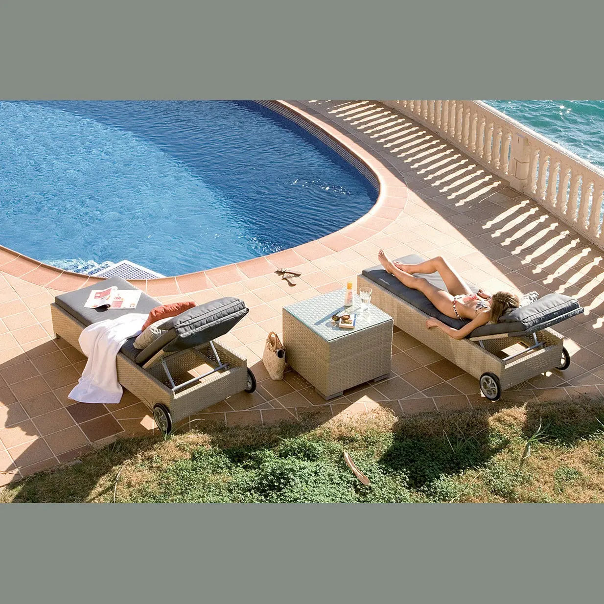 Rubix 3-Piece Chaise Lounge Set with Cushions | Hospitality Rattan Patio