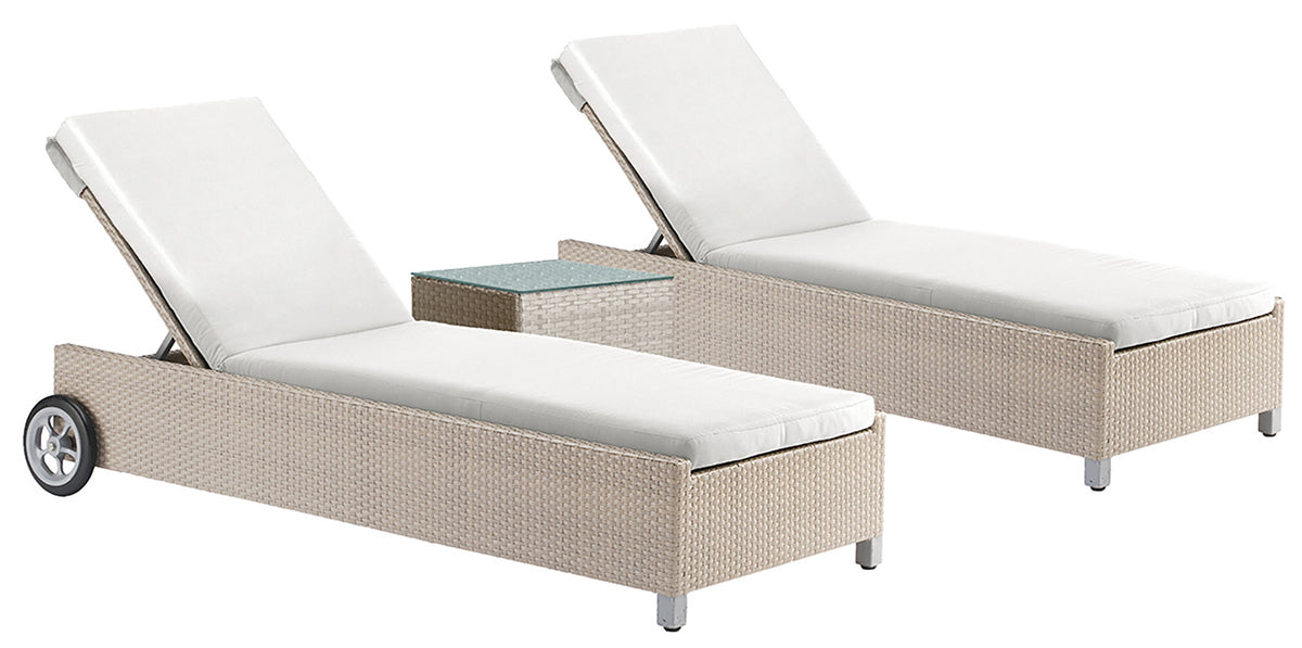 Rubix 3-Piece Chaise Lounge Set with Cushions | Hospitality Rattan Patio