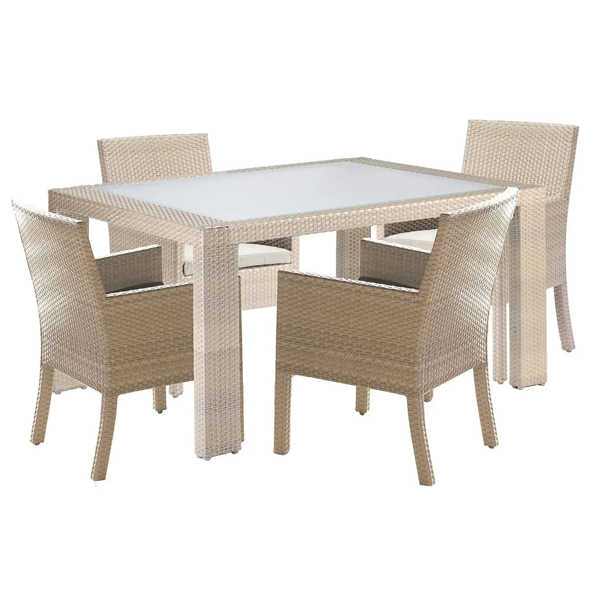 Rubix 5 PC Arm Chair Dining Set with Cushions 902-1349-KBU-5DA-CUSH - BetterPatio.com