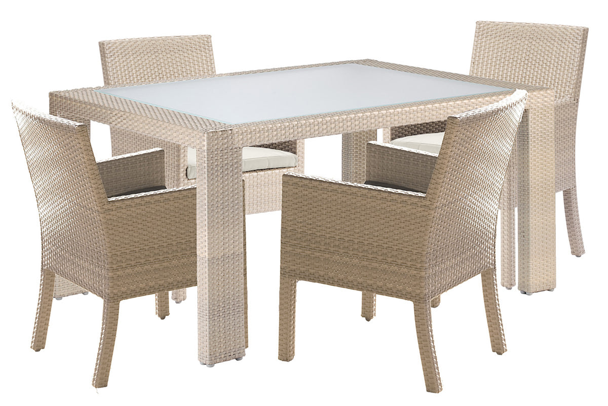 Rubix 5-Piece Armchair Dining Set with Cushions | Hospitality Rattan Patio