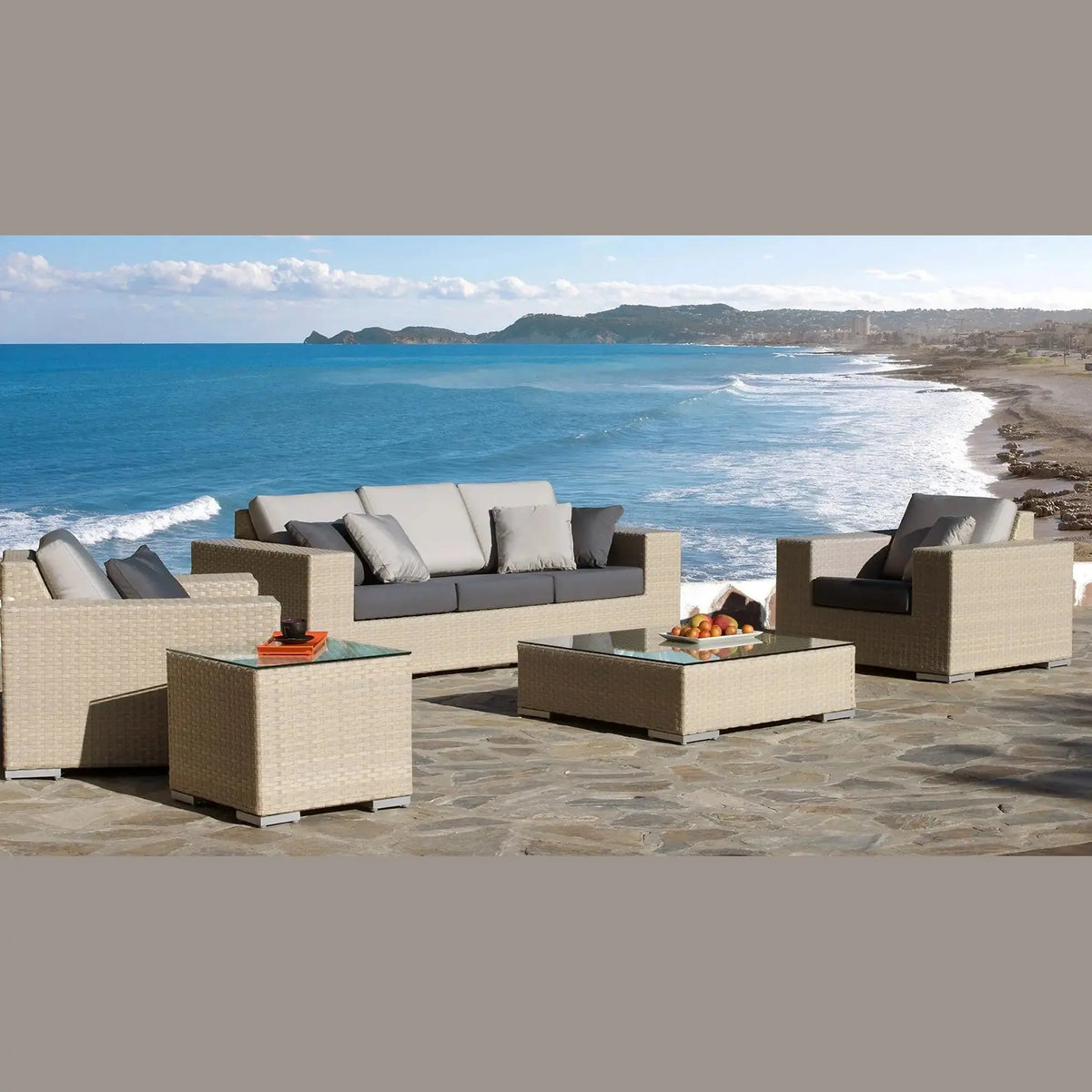 Rubix 5-Piece Seating Set with Cushions | Hospitality Rattan Patio