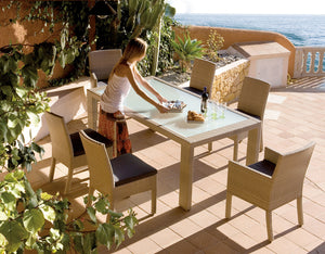 Rubix Rectangular Dining Table with Glass | Hospitality Rattan Patio