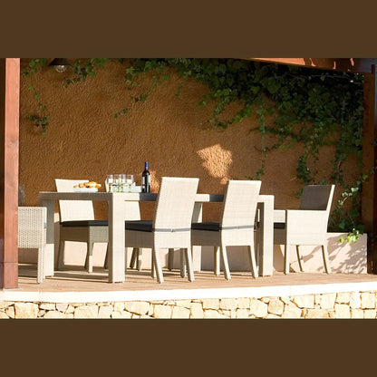 Rubix 7-Piece Armchair Dining Set with Cushions | Hospitality Rattan Patio