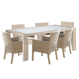 Rubix 7-Piece Armchair Dining Set with Cushions
